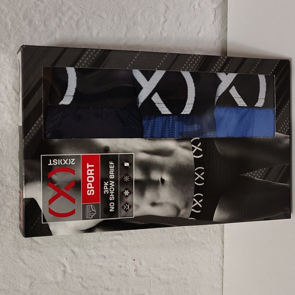 2xist Sport No Show Briefs 3-Pack - Navy Blue and Blue Size 28-30 - Picture 9 of 9
